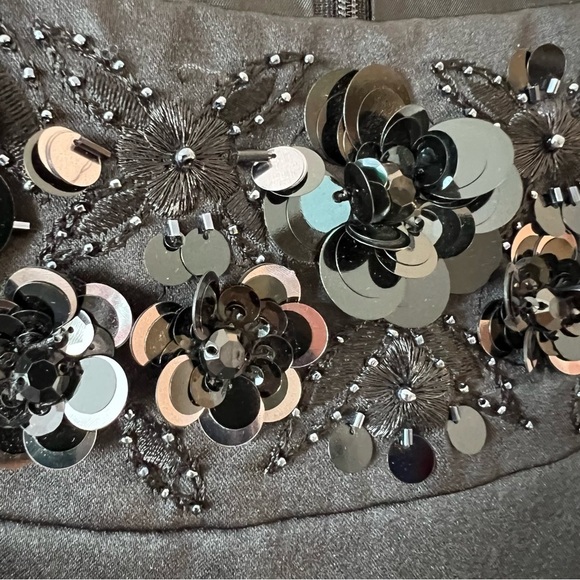 Antonio Melani Black Satin Beaded Cocktail Dress Women's 10 - Picture 7 of 10